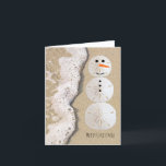 Cartes Pour Fêtes Annuelles Sable Dollar Snowman<br><div class="desc">Carte de Noël Tropicale Laisser Il Neige Quelque Part Autre</div>