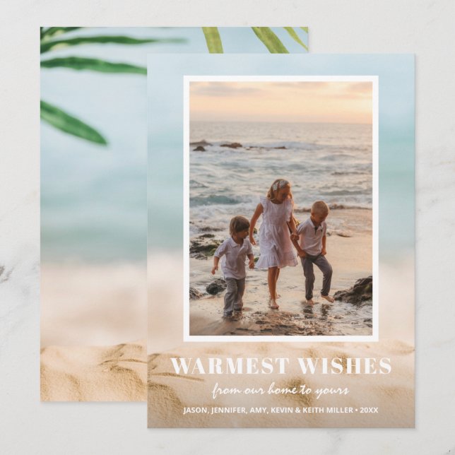 Cartes Pour Fêtes Annuelles Sable et plage de mer Photo Noël (Devant / Derrière)