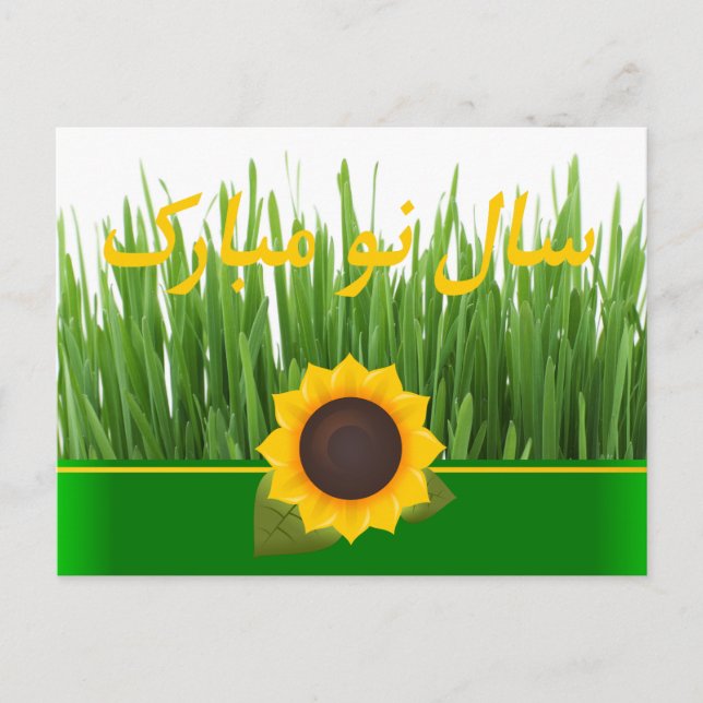 Cartes Pour Fêtes Annuelles Sabzeh Tournesol Vert Nouvel An Persan Nowruz (Devant)