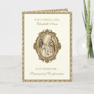Cartes Pour Fêtes Annuelles Sacrament Confirmation Fille Sponsor Évêque