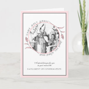 Cartes Pour Fêtes Annuelles Sacrament de Confirmation Évêque Bénissant une Enf
