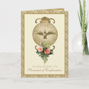 Cartes Pour Fêtes Annuelles Sacrament de Confirmation Religieux Péches Roses F