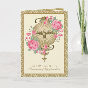 Cartes Pour Fêtes Annuelles Sacrament de Confirmation Religieux Roses Roses Fê