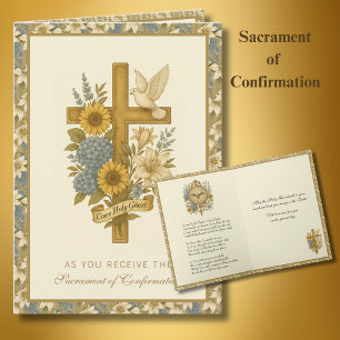 Cartes Pour Fêtes Annuelles Sacrement de Confirmation Prière Religieuse