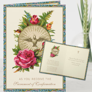 Cartes Pour Fêtes Annuelles Sacrement de confirmation Roses roses religieuses 