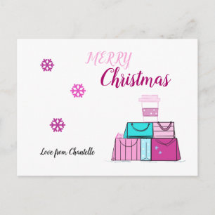 Cartes Pour Fêtes Annuelles Sacs de shopping rose pour les fêtes