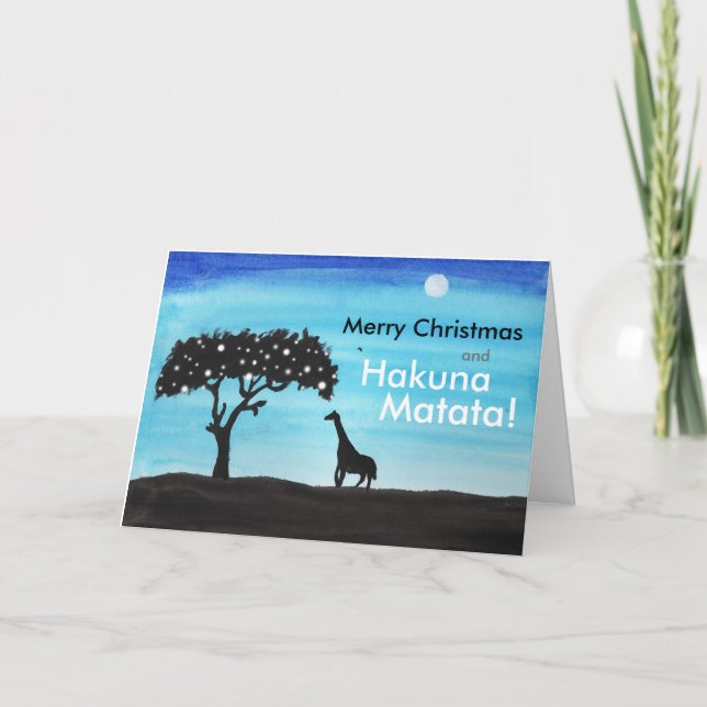 Cartes Pour Fêtes Annuelles Safari Giraffe Noël (Devant)