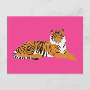 Cartes Pour Fêtes Annuelles Safari Jungle rose Orange animal tigre