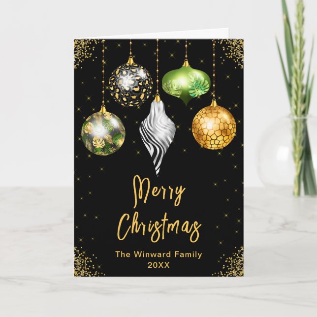 Cartes Pour Fêtes Annuelles Safari Print Ornaments Merry Christmas (Devant)