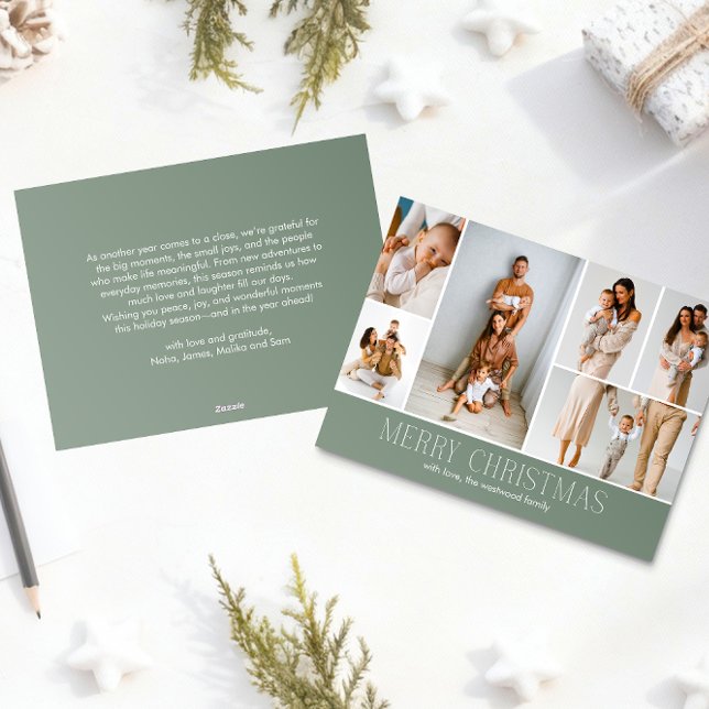 Cartes Pour Fêtes Annuelles SAGE Christmas Elegant 6 Collage Message photo (Créateur téléchargé)