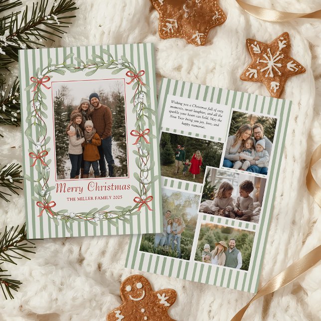 Cartes Pour Fêtes Annuelles Sage Green Family Photo Christmas Holiday Card (Créateur téléchargé)