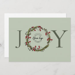 Cartes Pour Fêtes Annuelles Sage Green JOIY Logo de couronne de Noël Personnal
