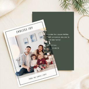 Cartes Pour Fêtes Annuelles Sage Green Moderne Élégante Photo de Noël de famil