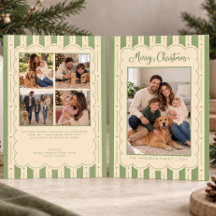 Sage Green Scalloped Stripe Noël 5 Photos