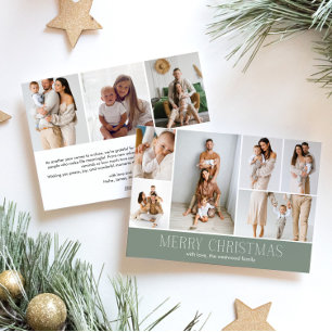 Cartes Pour Fêtes Annuelles SAGE Joyeux Noël chic 9 Collage Multi Photo