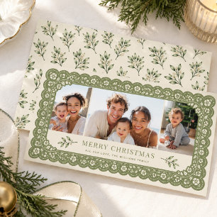 Cartes Pour Fêtes Annuelles Sage Lace Floral Multi Photo Famille Noël