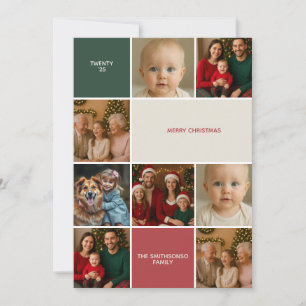 Cartes Pour Fêtes Annuelles Sage Moderne collage photo rouge joyeux Noël