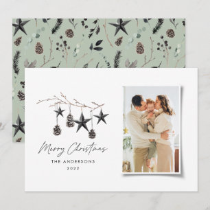 Cartes Pour Fêtes Annuelles Sage vert moderne scandi élégante photo de Noël