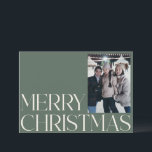 Cartes Pour Fêtes Annuelles Sage Vintage minimaliste Vert Deux photos Noël<br><div class="desc">Carte de Noël minimaliste Vintage Sage Vert Deux Photo</div>