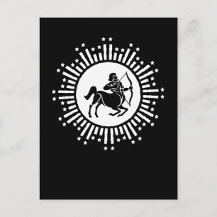 Cartes Pour Fêtes Annuelles Sagittaire Symbole du zodiaque avec Starburst