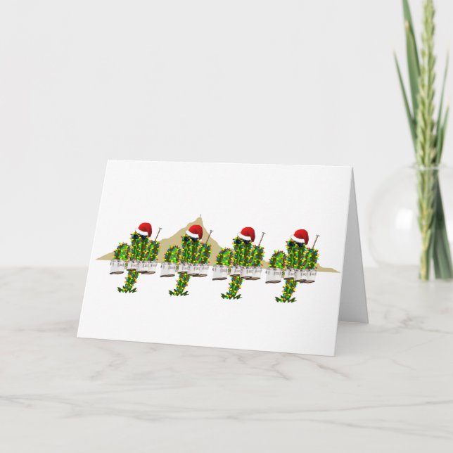 Cartes Pour Fêtes Annuelles Saguaros de Noël Jouant aux quads (Devant)