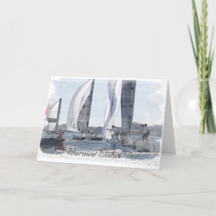 Cartes Pour Fêtes Annuelles Sailboat Race Christmas Card