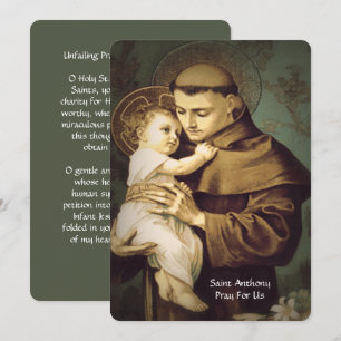 Cartes Pour Fêtes Annuelles Saint Anthony Prière sans faille