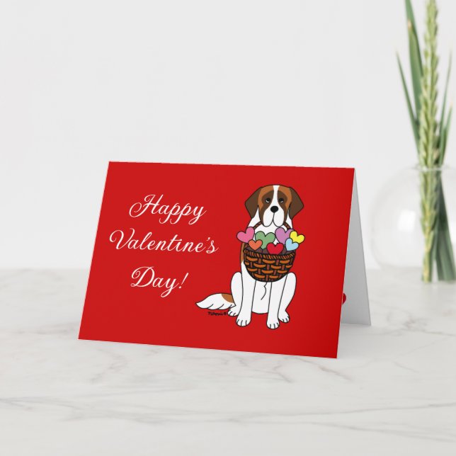 Cartes Pour Fêtes Annuelles Saint Bernard dessin animé la Saint-Valentin (Devant)