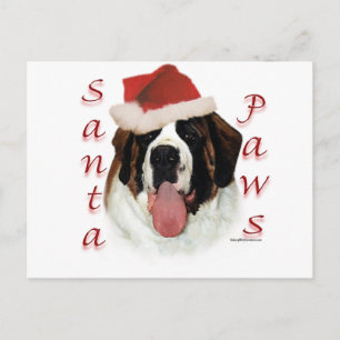 Cartes Pour Fêtes Annuelles Saint Bernard Père Noël Paws