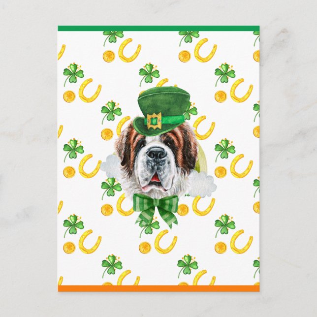 Cartes Pour Fêtes Annuelles Saint Bernard Shamrock Saint-Patricks (Devant)
