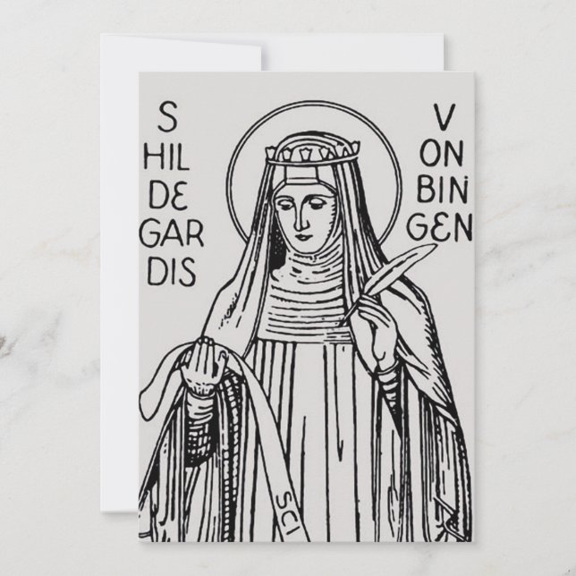 Cartes Pour Fêtes Annuelles Saint Hildegard de Bingen Abbess bénédictine (Devant)