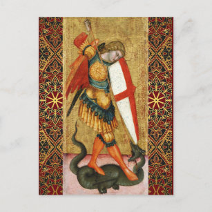 Cartes Pour Fêtes Annuelles Saint Michael Archangel et Dragon Sienese