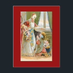 Cartes Pour Fêtes Annuelles Saint Nicolas de Noël<br><div class="desc">Saint Nicolas donnant des cadeaux aux bons enfants. Vintage rétro chrétien Noël coloré belle religieuse décorative antique figure et costume art.</div>
