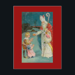 Cartes Pour Fêtes Annuelles Saint Nicolas de Noël<br><div class="desc">Saint Nicolas donnant des cadeaux aux bons enfants. Vintage rétro Christian Noël mignon cool coloré unique belle religieuse original décoratif antique figure et costume art.</div>