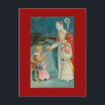 Cartes Pour Fêtes Annuelles Saint Nicolas de Noël<br><div class="desc">Saint Nicolas donnant des cadeaux aux bons enfants. Vintage rétro Christian Noël mignon cool coloré unique belle religieuse original décoratif antique figure et costume art.</div>