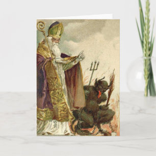Cartes Pour Fêtes Annuelles Saint Nicolas Krampus Prêtre de la fourche