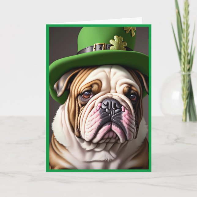 Cartes Pour Fêtes Annuelles Saint-Patrick bouledogue (Devant)