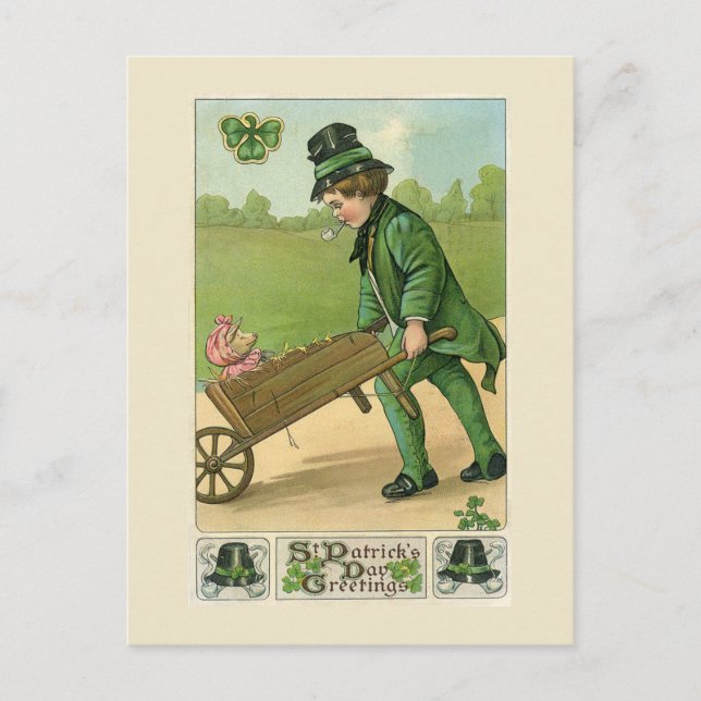 Cartes Pour Fêtes Annuelles Saint Patrick d'Irlande vintage (Devant)