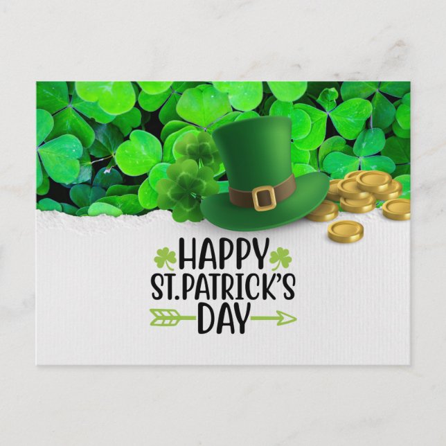 Cartes Pour Fêtes Annuelles Saint Patrick Joyeux avec le Shamrock (Devant)