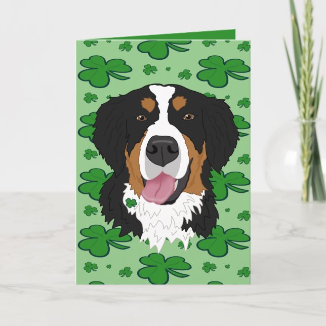 Cartes Pour Fêtes Annuelles Saint Patrick’s Day Bernese Mountain Dog (Devant)