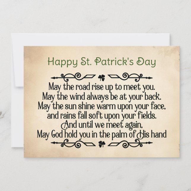 Cartes Pour Fêtes Annuelles Saint Patrick's Day Irish Blessing May the Road (Devant)