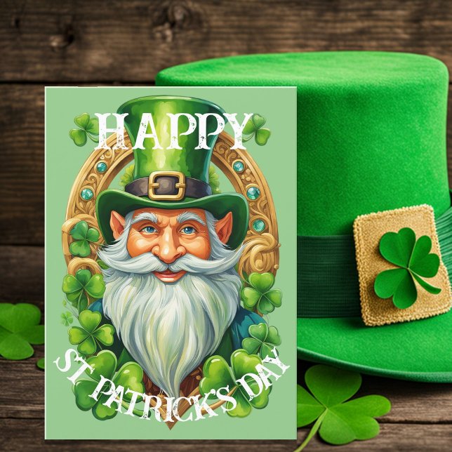 Cartes Pour Fêtes Annuelles Saint Patrick's Day Lucky Leprechaun Gnome Salutat (Créateur téléchargé)