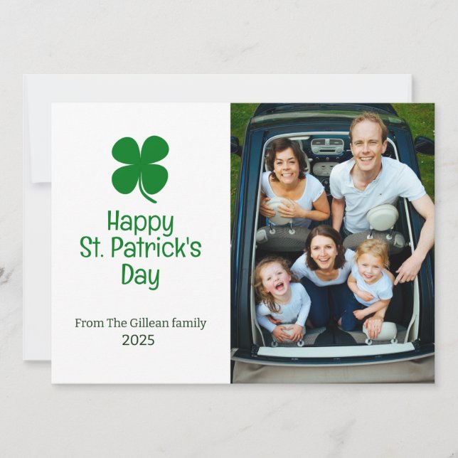 Cartes Pour Fêtes Annuelles Saint-patrick's day Photo de famille Shamrock vert (Devant)