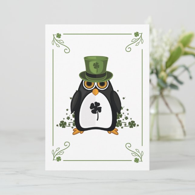Cartes Pour Fêtes Annuelles Saint Patrick's Penguin (Debout devant)
