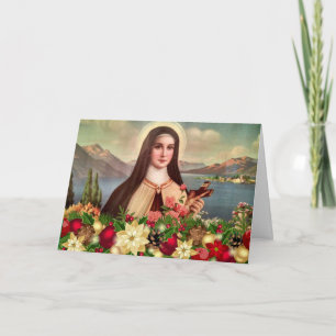 Cartes Pour Fêtes Annuelles Saint-Therese Rose Crucifix Noël
