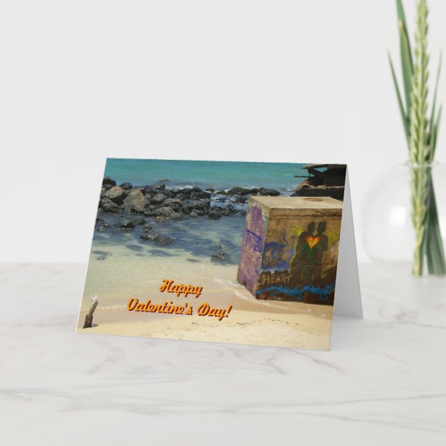 Cartes Pour Fêtes Annuelles Saint Valentin à la plage (Devant)