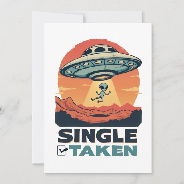 Cartes Pour Fêtes Annuelles Saint-Valentin Alien Bateau Spatial Célibataire Oc (Devant)