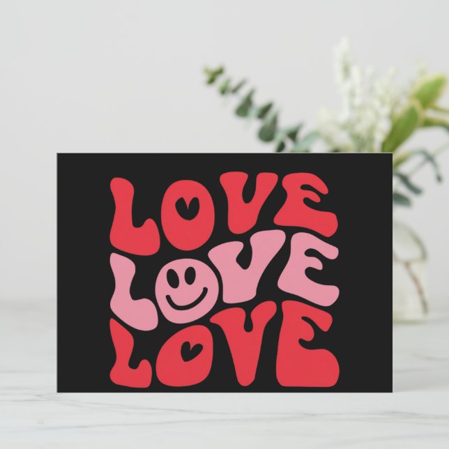 Cartes Pour Fêtes Annuelles Saint-Valentin Amour Groovy Drôle Vacances  (Debout devant)