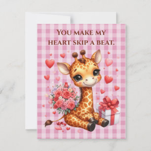 Cartes Pour Fêtes Annuelles Saint Valentin Amour Rose Bouquet Giraffe