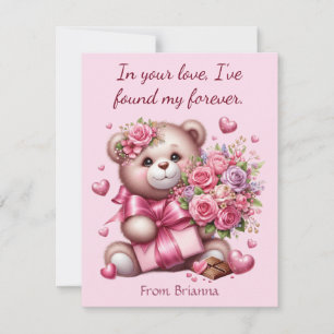 Cartes Pour Fêtes Annuelles Saint Valentin Amour Rose Ours